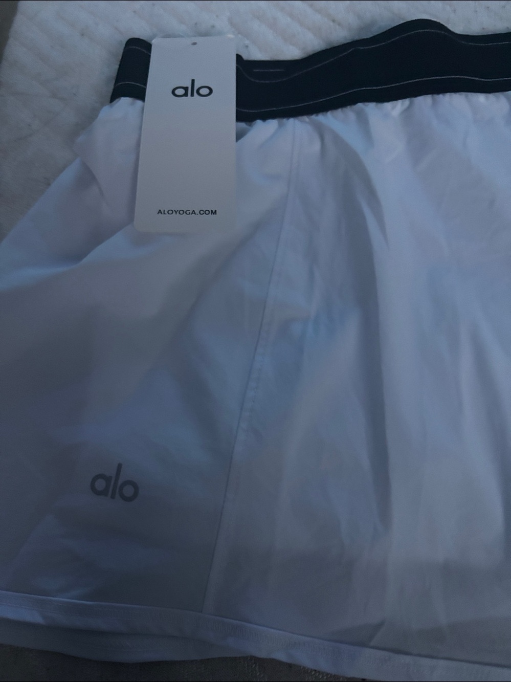 Alo White Athletic Skort with Black Logo Waistband
